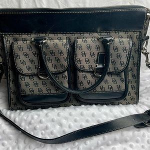 DOONEY & BOURKE Signature Logo Double Pocket Gray & Black Tote Bag
